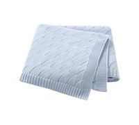 mimixiong Cotton Knit Baby Blanket Soft Crochet Cellular Blanket Baby Gifts for Newborn Boys Girls,100 x 80 cm (Water Blue)