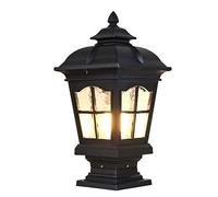 MIMMIC Rustic Die-cast Aluminum Pillar Lamp IP65 Waterproof E27 Glass Column Light European Courtyard Villa Garden Porch Post Pole Lamp Antique Patio Park Lawn Outdoor Landscape Street Light Lantern S