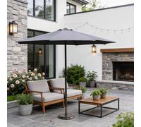 MIMO Garden Classic Parasol Sun Umbrella Sun Shade Canopy with Hand Crank in Grey | Size: 1 Pack Mimo Grey 1 Pack