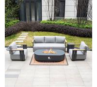 MIMO Outdoor 5-Seater Aluminum Sofa Set with Terrafab Fire Pit Table in Grey | Size: 1 Pack Mimo Grey 1 Pack