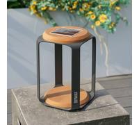 MIMO Outdoor Aluminum LED Teak Solar Lantern with 3 Lighting Modes in Grey | Size: 1 Pack Mimo Grey 1 Pack