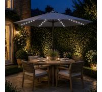 MIMO Outdoor Parasol with LED Lights, Crank Table Sun Umbrella for Garden in Grey | Size: 1 Pack Mimo Grey 1 Pack