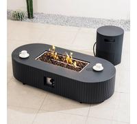 MIMO Outdoor Unique Design Gas Fire Pit Table with Functional Side Table in Grey | Size: 1 Pack Mimo Grey 1 Pack