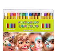 Mimoo 16 Color Face Paint Set - Body Paint Sticks, Face Painting Kit for Kids, Halloween, World Cup, Carnival Party Makeup