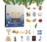 Mimoqk 2025 Hanukkah Countdown Calendar, 2D Flat Acrylic Hanukkah Theme Ornament - 24 Day Hanging Countdown Calendar - For Men Boys Girls Youth