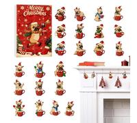 Mimoqk 24 Days Acrylic Dog Themed Creative Toy Advent Calendar | Christmas Countdown for Pets | for Teens Adults Family Season Christmas Party Home Small Party Gift