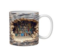 Mimoqk Book Mugs for Reading Lovers, Flat Design 2D 350 ml Library Mug Ceramic Mug Readers Men Women Lovers Books Coffee Home Kitchen Bar Club Christmas Gift