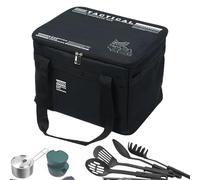 Mimoqk Camping Gear Organizer, Insulated Cookware Storage Bag, Foldable Large Capacity, Heat-Resistant Pouch for Hiking, Backpacking, Beach, Travel, 10.24x14.96x11.81 Inches