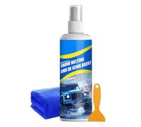 Mimoqk Car Windscreen De-Icer Spray - 100ml Quick Snow Removal | Car De-Icing Spray with Scraper and Towel - for Automotive Snow Ice Winter Window Windshield Glass