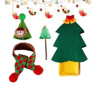 Mimoqk Cat Christmas Hat, Cat Christmas Scarf, Cat Festive Dress, Cat Christmas Costume, Cat Scarf and Hat Set, Christmas Accessories for Cats, Decorations