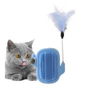 Mimoqk Catnip Chew Toys, Interactive Teaser Stick with Edible Catnip Ball, Grooming Brush for Shedding and Massage, Wall-Mounted Corner Scratch Pad, Natural Cat Cleaning, Indoor Kitten