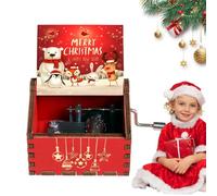 Mimoqk Christmas Music Box - Classical Carved Wooden Hand-Cranked Music Box - Wood, Suitable for Birthday Christmas Thanksgiving Mother's Day Keepsake