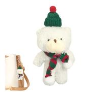 Mimoqk Christmas Plush 4.7Inch Realistic Bear Soft Cute Decoration | Plush Christmas Doll Keychain for Backpacks Mobile Phones Bags Car Keys School Travel