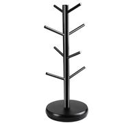 Mimoqk Coffee Mug Organizer with 360 Rotation | Black Wooden Cup Tree with 8 Hooks | Multifunctional Kitchen Organizer for Counter or Cabinet | Ideal Coffee Bar Accessory for Stylish Display