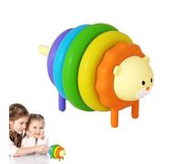 Mimoqk Colorful Rainbow Stacker, Wooden Animal Blocks, Educational Motor Toy, Self Learn Hand-Eye Coordination Activity, Preschool STEM Learning Playset, Kids Puzzle for Boys, Girls, Children