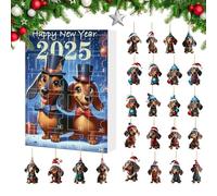 Mimoqk Countdown Calendar | 24 Days Christmas Calendar with Dachshund Pendants, 2D Cute Home Decorations - for December Holiday Celebration Family Party Teens