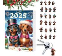 Mimoqk Dog Countdown Calendar - Christmas Advent Ornaments Dachshund Figurines Toys | Cute 2D Pendant - for December Holiday Celebration Family Party Teens Adults Living Room