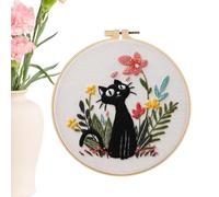 Mimoqk Embroidery Kits for Beginners | Cat Pattern Embroidery Kit for Adults | Festival Birthday Gifts Accessories | Girls Home Decor Art Textile