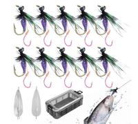 Mimoqk Fly Fishing Lures, Fly Fishing Hook, Simulated Lures Double Hook, 10 Pieces for Freshwater and Saltwater Camping Men Gift Outdoor Adventures
