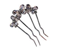 Mimoqk French Twist Hair Pin, 4 Prong U Shape Stick for Elegant Hairstyles Secure Hold and Stylish Look, Sparkling Rhinestone Design with Sturdy Metal, Hair Accessory for Women, Wedding, or Party