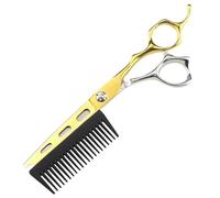 Mimoqk Hair Scissors with Comb, 2 in 1 Hair Scissors - Professional 6 Inch Barber Haircut, 2 in 1 Professional Hair Scissors, Hair Cutting Shears