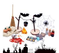Mimoqk Halloween Miniatures - Pumpkin Skulls Heads Bat Figurine Horror Toy Set | Mini Halloween Garden Landscape Accessories for Desktop Crafts