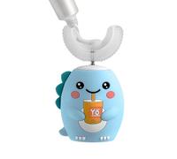 Mimoqk Kids U Shape Electric Toothbrush, Cartoon Dinosaur Design Battery Powered, Automatic Toothbrush for Kids, for Children Girls Travel Training Dormitory Camping Outdoor Airport Hotel Bathroom