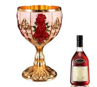 Mimoqk Mini Chalice Cup, Mini Chalice Glass - Vintage Metal Embossed Wine Cup 30ml | Retro Ornaments for Wedding Home Bar Goblet Gift Small Wine Cup for Beer