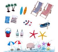 Mimoqk Miniature Beach Scene Kit,DIY Seaside Scene Doll House Decorations | Beach Items Miniature Zen Garden Decoration,for Home Desk Zen Garden Display Cabinet Kids' Room