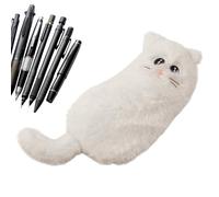 Mimoqk Pencil Case | Cartoon Cat Shape Plush School Supplies Organizer - Large Capacity Pencil Case | For Girls Boys School Office Travel Coloured Pencils, white, Se référer au descriptif, Refer to