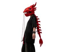 Mimoqk Plush Dinosaur Skeleton Costume,3D Skull Headpiece and Spine Costume | Realistic Wearable Dinosaur Skeleton Outfit Adult | for Halloween Dress Up Party Performance