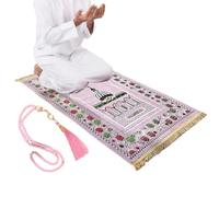 Mimoqk Prayer Mat, Portable Soft Rug, Padded Mat with Beads, Pattern use with Foldable Carry, Travel Home Office, Foldable Travel Prayer Rug for Adults Kids Men Women