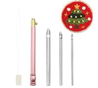 Mimoqk Punch Needle Tool Set, Embroidery Kit with Punch Pen - 5 Pieces Embroidery Needles - Adjustable Sewing Needles with 3 Replaceable Needles for Handmade Tools