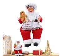 Mimoqk Santa Christmas Figurine, Plush Toys - Sitting Standing Cook Father Figure | Christmas Holiday Home Decorations, Festival Collection Figurines