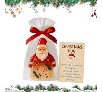 Mimoqk Small Pocket Sized Christmas Cuddle Santa Ornaments Party Souvenir | Message Card with Bags - For Adults Women Girls Friends Family Colleagues and Colleagues