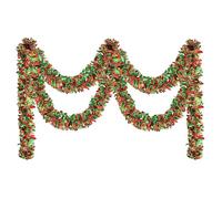 Mimoqk Sparkling Christmas Garland - Decorative Wreath 2 Metres Long with Ornaments | Sparkling Halloween Garland | for Holidays Such as Halloween Autumn Thanksgiving Parties