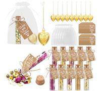 Mimorou 12 Sets Wedding Tea Party Favors Bulk for Guests Include Heart Shaped Tea Infuser 4.1'' Glass Jar Thank You Gift Tag Drawstring Organza Bag and Rope for Bridal Shower Souvenir