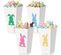 Mimorou 24 Pcs Easter Popcorn Boxes Set Bunny Rabbit Snack Boxes Paper Candy Cookie Biscuits Treat Container Easter Party Supplies for Party Decorations