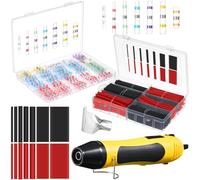 Mimorou 400 Pcs Solder Seal Wire Connectors with Heat Gun Heat Shrink Butt Connector Waterproof Solder Heat Shrink Connectors and 180 Pcs 3: 2 Heat Shrink Tubing Kit for Marine (Black, Red)