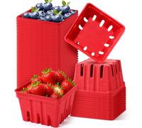 Mimorou 50 Pcs Natural Pulp Fiber Berry Basket 1 Pint Molded Produce Vented Paper Fruit Container for Strawberry Blueberry Raspberry Egg Vegetable Farm Market Grocery Store Party Favors