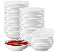 Mimorou 50 Pcs Soy Sauce Dish Ceramic White Dipping Bowls Bulk, 1.2 oz Asian Small Porcelain Sauce Bowls for Sushi, ketchup, Vinegar, Olive Oil, Soy, Spices, BBQ Chip and Dip Serving Bowl Set Gift