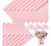 Mimorou 60 Sheets Flower Wrapping Paper, Waterproof Floral Bouquet Wrapping Paper Gold Edge Korean Florist Bouquet for DIY Valentine Wedding Birthday Graduation Gift (Light Pink)