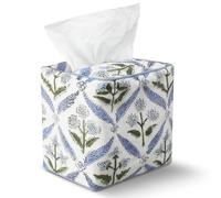 Mimorou Blue Fabric Tissue Box Cover - Floral Print Tissue Box & Decorative Square Napkin Holder Handmade Cotton for Home Bedroom Vanity Countertop Night Stands Office