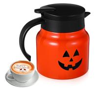 Mimorou Halloween Pumpkin Thermal Coffee Carafe 27 oz Stainless Steel Double Wall Insulated Creamer Water Carafe Keeping Hot/cold Beverage Dispenser for Milk Hot Chocolate Halloween Party