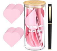 Mimorou Love Message Jar, Reasons Why I Love You Jar with 120 Pink Heart Note Cards and 1 Pen, Bridal Couple Gifts for Mother's Day Boyfriend Girlfriend Birthday Wife Husband Anniversary