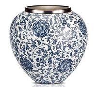 Mimorou Porcelain Blue and White Vases Ceramic Vintage Chinoiserie Floral Vase 8.27" H Terracotta Rustic Large Pottery Bud Chinese Flower Jardiniere for Home Office Decor Centerpieces(Lotus)