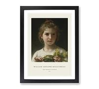 Mimosa Flower Girl By William Adolphe Bouguereau Exhibition Museum Painting Framed Print | A4 Black Framed Wall Art | Ready to Hang | Modern Floral Picture | Living Room Bedroom Lounge Office