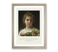Mimosa Flower Girl By William Adolphe Bouguereau Exhibition Museum Painting Framed Print | A4 Oak Framed Wall Art | Ready to Hang | Modern Floral Picture | Living Room Bedroom Lounge Office
