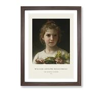 Mimosa Flower Girl By William Adolphe Bouguereau Exhibition Museum Painting Framed Print | A4 Walnut Framed Wall Art | Ready to Hang | Modern Floral Picture | Living Room Bedroom Lounge Office