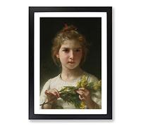 Mimosa Flower Girl by William Adolphe Bouguereau Framed Print | A2 Black Framed Wall Art | Ready to Hang | Modern Floral Picture | Living Room Bedroom Lounge Office